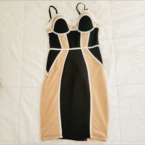 Tan and black bodycon